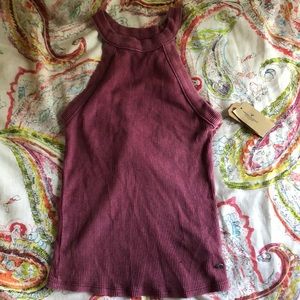 High neck cropped tank